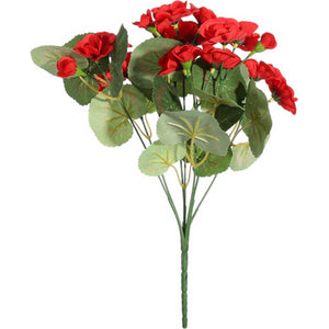 Artificial Red Geranium Bush 7 Stems 30cm