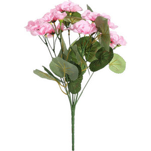 Artificial Pink Geranium Bush 7 Stems 30cm