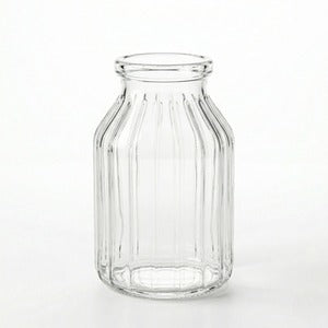 Textured Glass Bottle Vase with Flared Rim
