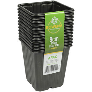 Pack of 12 9cm Square Black Seed Plant Pots