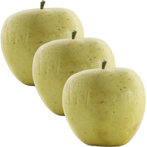 Pack of 3 Artificial Decorative Yellow Apples 8cm