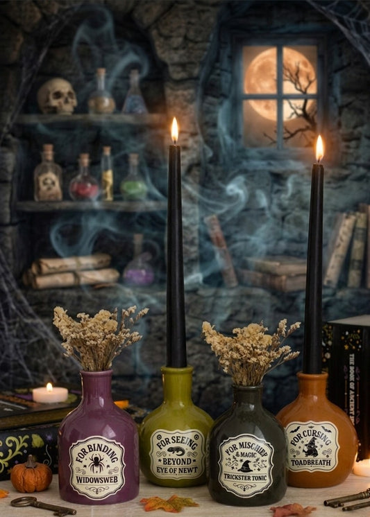 Set of 4 Potion Bottle Vases and Candle Holders