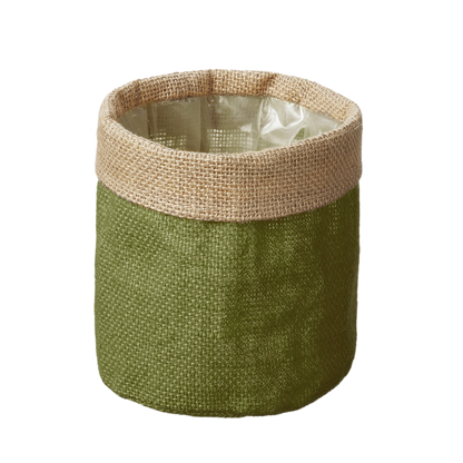 Olive Green Hessian Pot Cover (13cm)