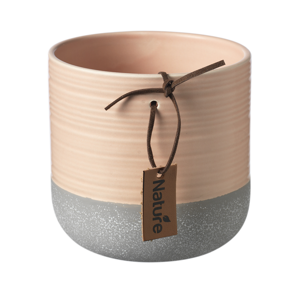 Two Tone Ceramic Plant Pot - Peach