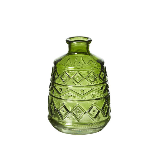 Aztec Bud Vase Green- 11cm