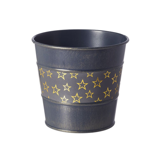 Gold Star Print Lined Plant Pot - 11.5cm