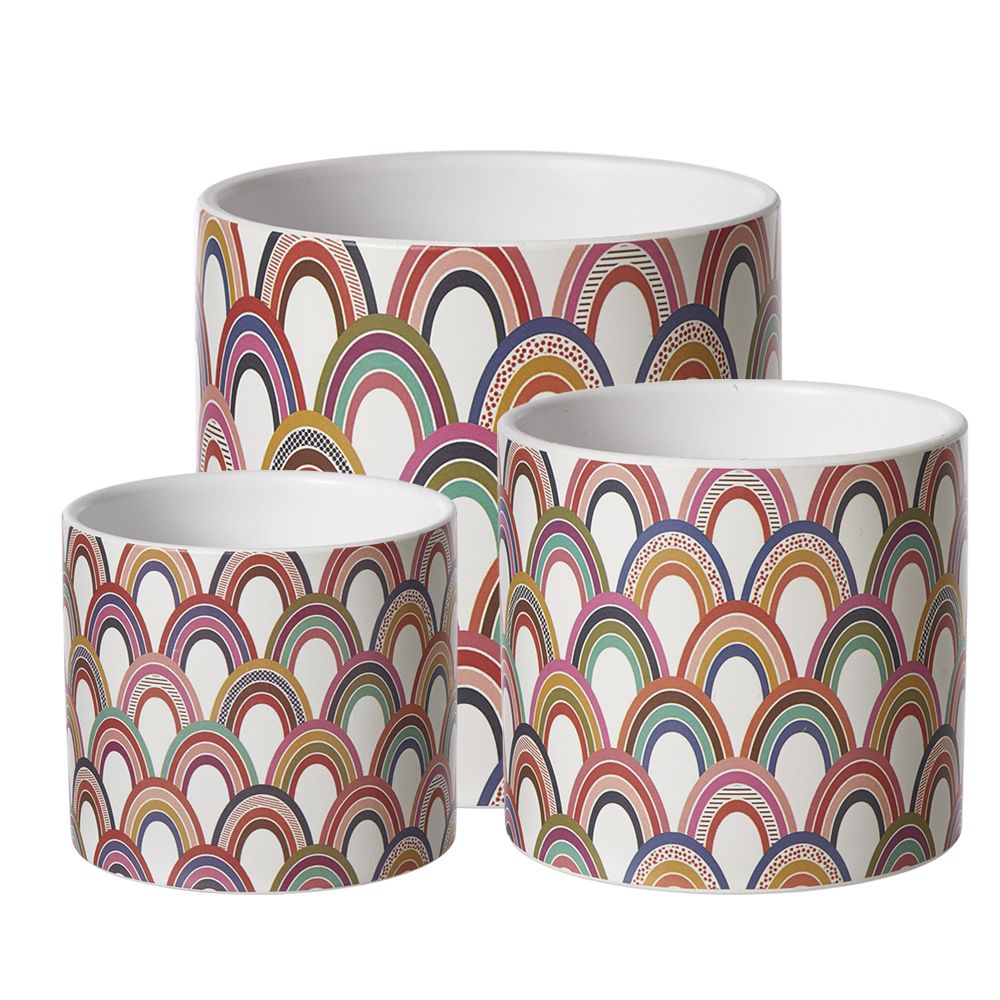 Ceramic Rainbow Print Plant Pot