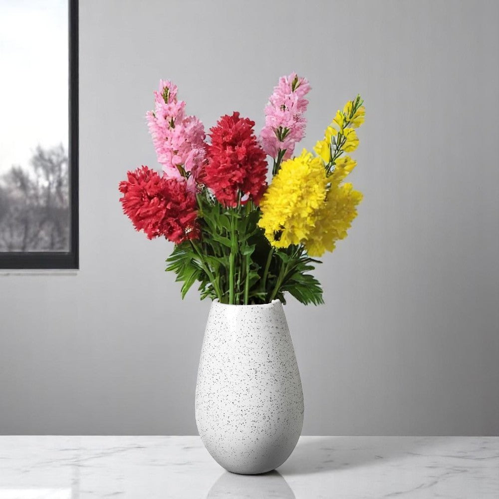 Ceramic Speckled Round Vase - White