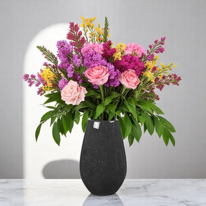 Ceramic Speckled Round Vase - Black