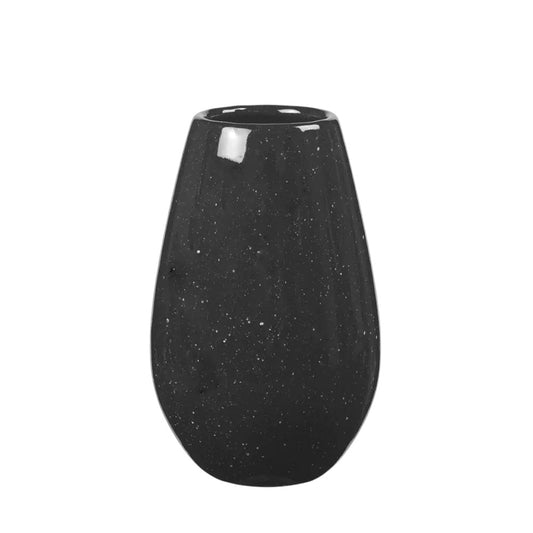 Ceramic Speckled Round Vase - Black