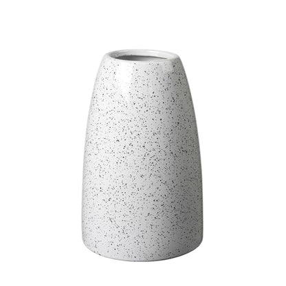 Ceramic Speckled Cylinder Vase - White