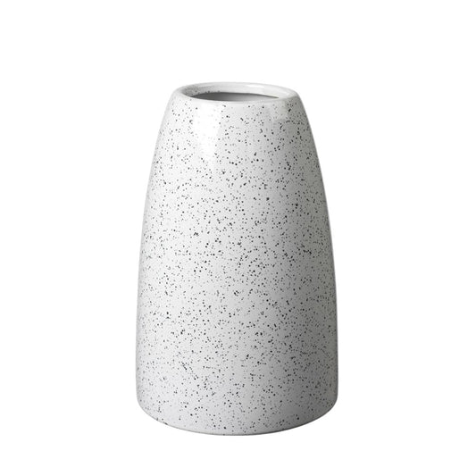 Ceramic Speckled Cylinder Vase - White