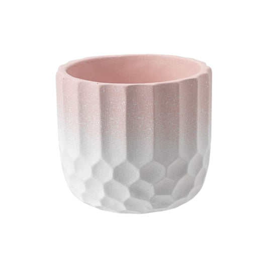 Ceramic Plant Pot Two Tone Ombre Finish Pink H15 x W17cm