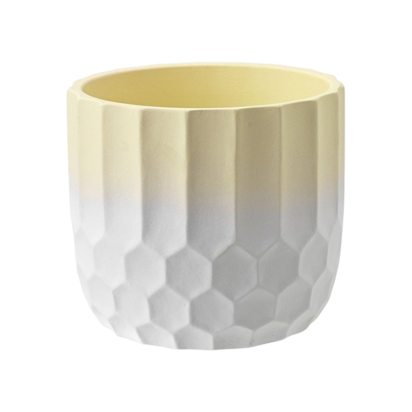 Ceramic Plant Pot Two Tone Ombre Finish Yellow H15 x W17cm