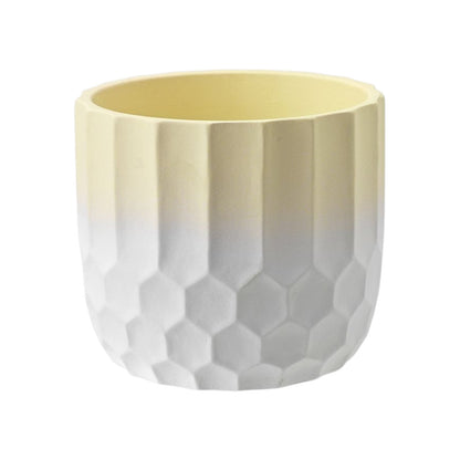 Ceramic Plant Pot Two Tone Ombre Finish Yellow H15 x W17cm