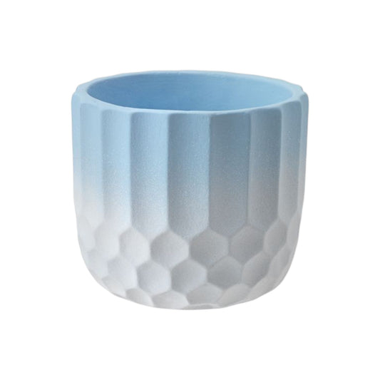 Ceramic Plant Pot Two Tone Ombre Finish Blue H15 x W17cm