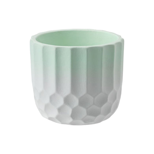 Ceramic Plant Pot Two Tone Ombre Finish Green H15 x W17cm