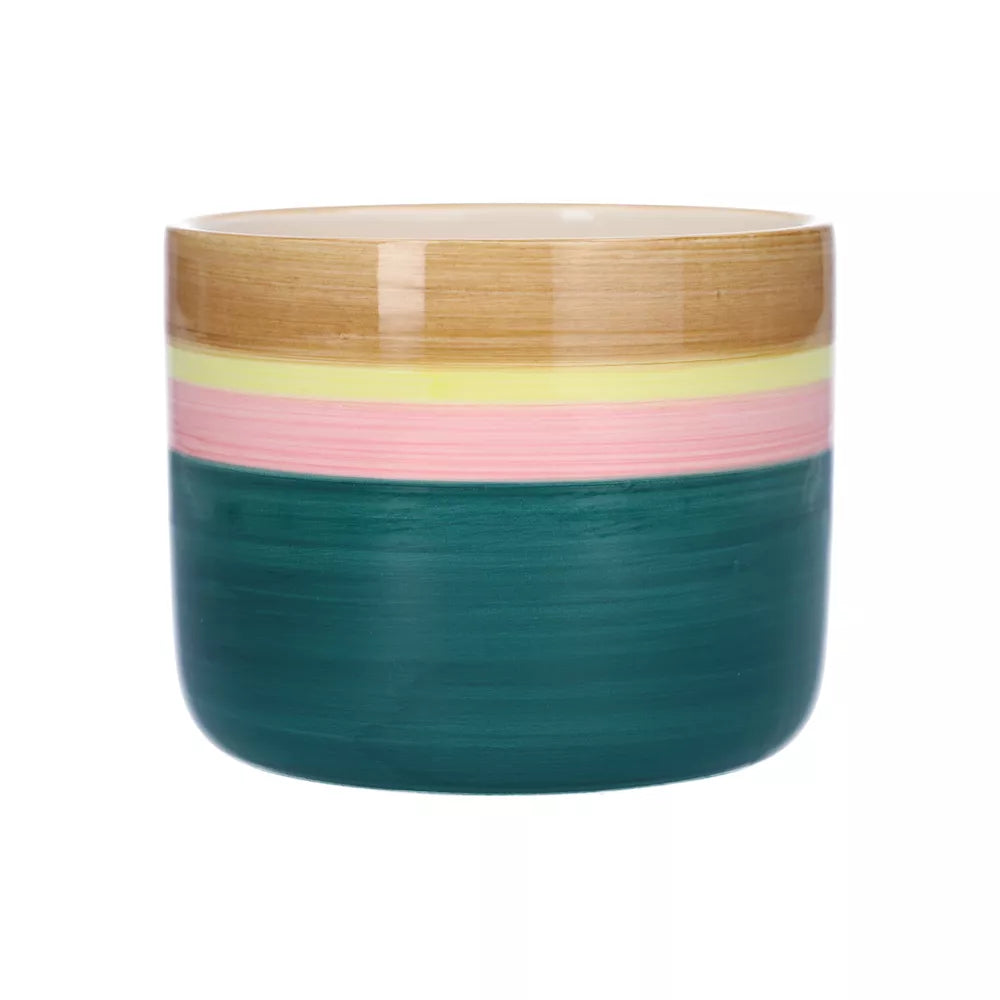 Dolomite Round Plant Pot - Green/Brown