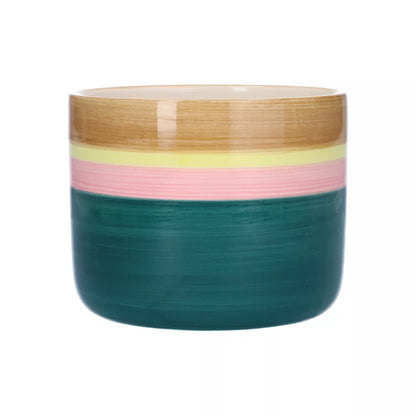 Dolomite Round Plant Pot - Green/Brown
