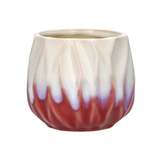 Small Ceramic Plant Pot - Pink/White