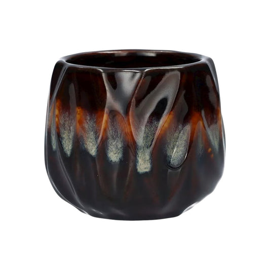 Small Ceramic Plant Pot - Black/Brown