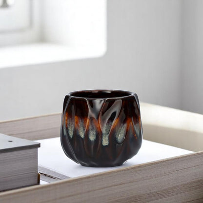 Small Ceramic Plant Pot - Black/Brown