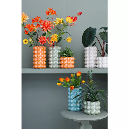 Pearl Finish Ceramic Bubble Pot - Pistachio