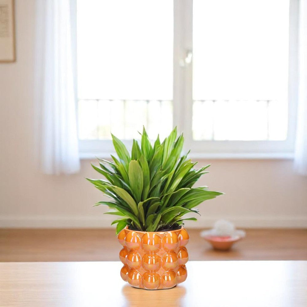 Pearl Finish Ceramic Bubble Pot - Orange