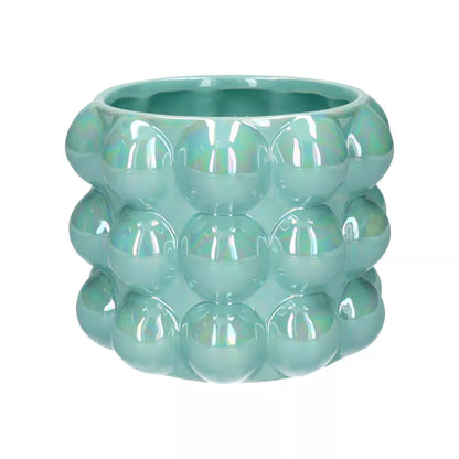 Pearl Finish Ceramic Bubble Pot - Light Blue