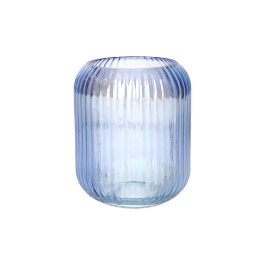 Iridescent Ribbed Glass Vase - Lavender