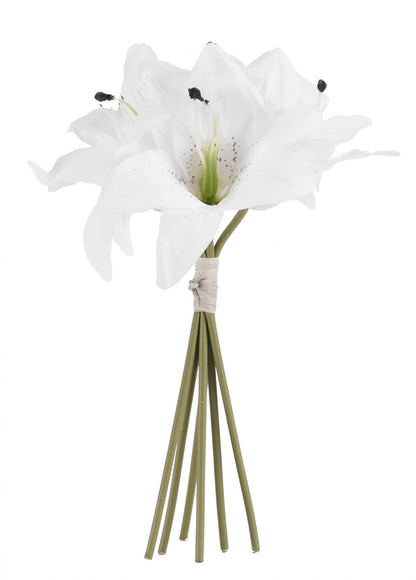 White Artificial Silk Lily Bouquet 6 Lily Heads