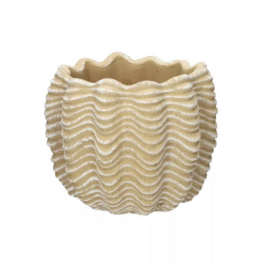 Cement Ocean Wave Plant Pot - Sand