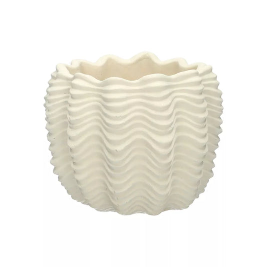 Cement Ocean Wave Plant Pot - Cream