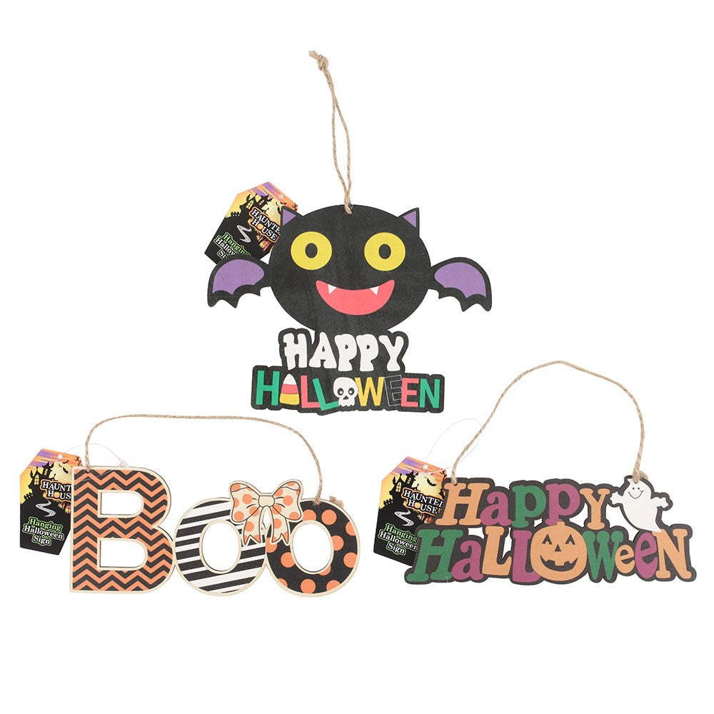 Set of 3 Fun Hanging Halloween Signs