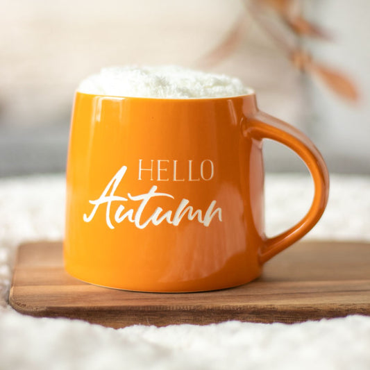 Hello Autumn Orange Mug And Sock Set