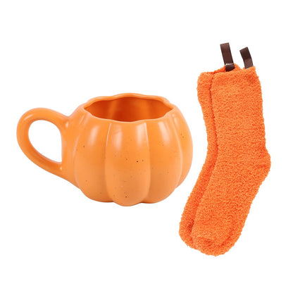 Pumpkin Shaped Mug and Sock Set