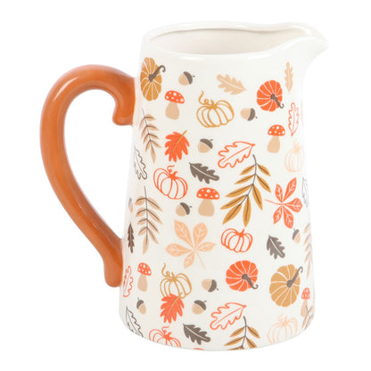 Autumn Leaves and Pumpkins Ceramic Flower Jug Vase