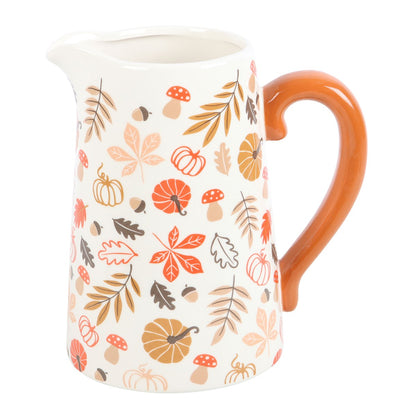 Autumn Leaves and Pumpkins Ceramic Flower Jug Vase