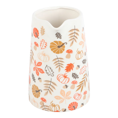 Autumn Leaves and Pumpkins Ceramic Flower Jug Vase