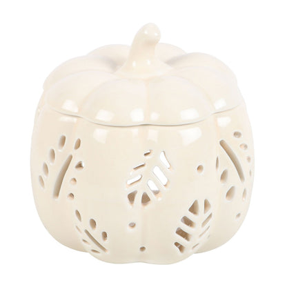 Oil Burner - Autumn Pumpkin Leaves White