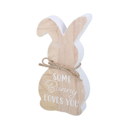 Wooden Bunny Cutout Easter Plaque