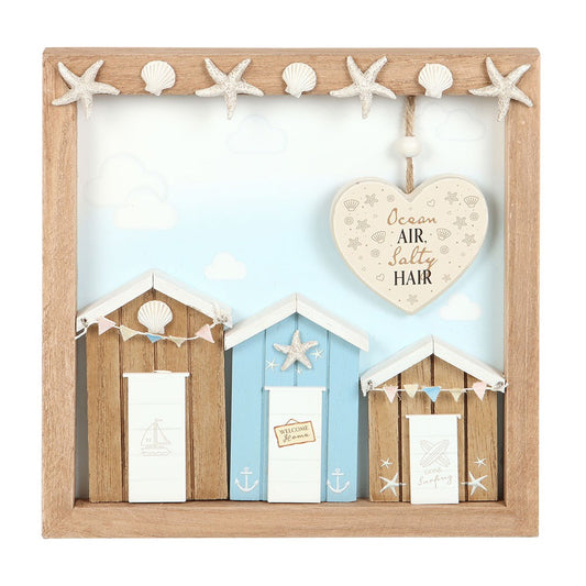 Ocean Air Salty Hair 3D Shell Beach Hut Wall Plaque
