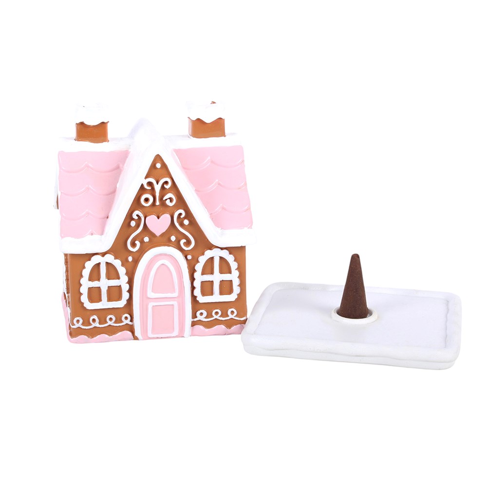 Pink Gingerbread House Incense Cone Burner