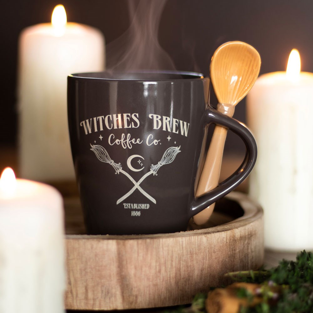 Witched Brew Coffee Co. Mug and Spoon Set Black