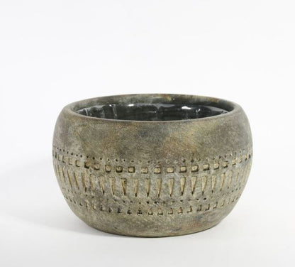 Aztec Cement Bowl Planter (18.5cm)