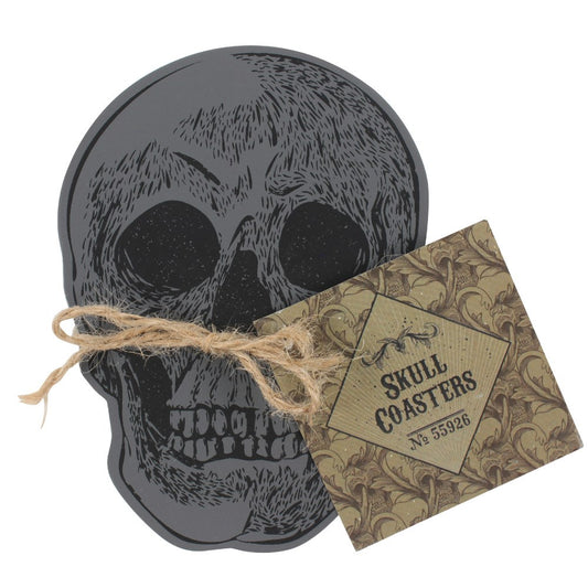 Set of 4 Wooden Skull Coasters