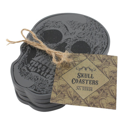 Set of 4 Wooden Skull Coasters