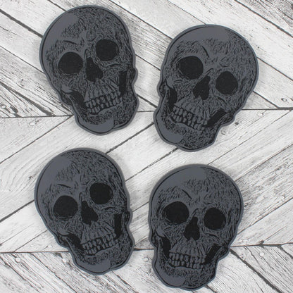 Set of 4 Wooden Skull Coasters