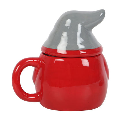 Red and Grey Gonk Lidded Mug