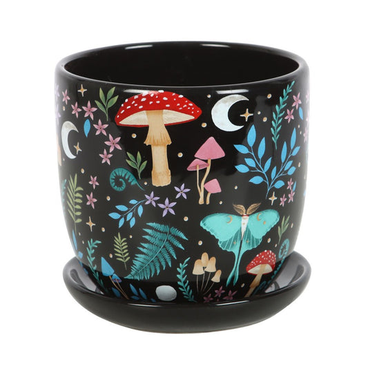 Dark Forest Print Plant Pot and Saucer